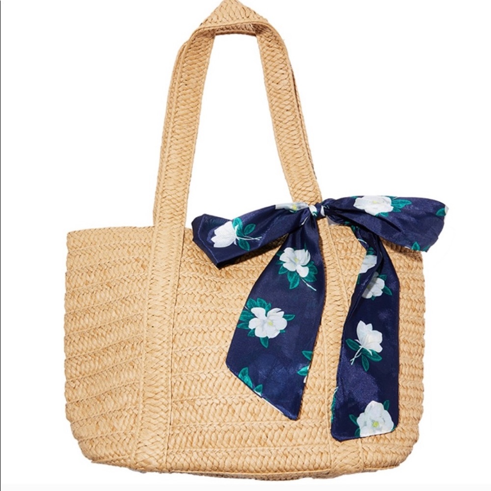 Draper James straw bag with floral scarf
